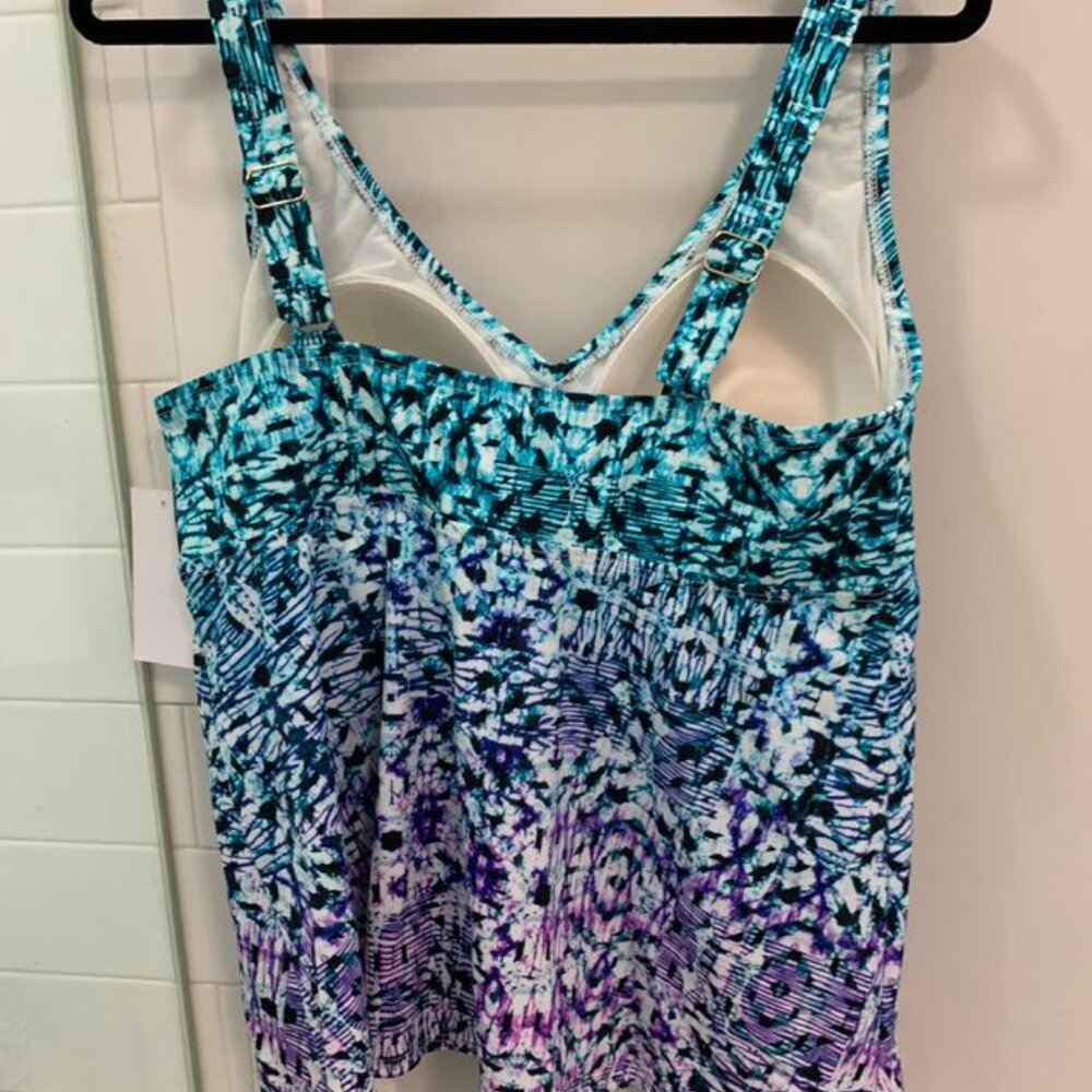 Swimsuits For All Women's Tankini Top Size 16 Black & Blue - Picture 2 of 2